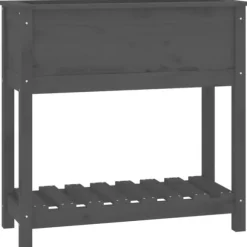 Odlingslåda med hylla grå 82,5x34,5x81 cm massiv furu