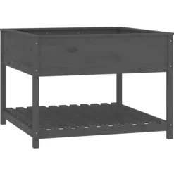 Odlingslåda med hylla grå 111,5x111,5x81 cm massiv furu