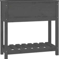 Odlingslåda med hylla grå 82,5x34,5x81 cm massiv furu