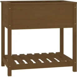 Odlingslåda med hylla honungsbrun 82,5x54x81 cm massiv furu