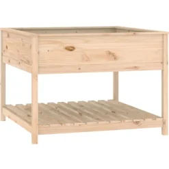 Odlingslåda med hylla i massiv furu - Ergonomisk och stabil | Storlek: 111,5x111,5x81 cm