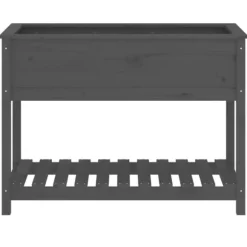 Odlingslåda med hylla i massiv furu - Ergonomisk och stabil | Färg: Grå | Storlek: 111,5x54x81 cm