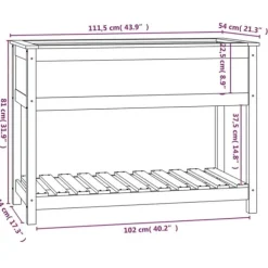 Odlingslåda med hylla i massiv furu - Ergonomisk och stabil | Färg: Grå | Storlek: 111,5x54x81 cm