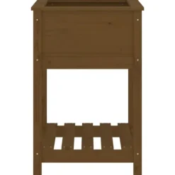 Odlingslåda med hylla i massiv furu - Elegant design | Färg: Honungsbrun | Storlek: 54x54x81 cm