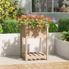 Odlingslåda med hylla i massiv furu - Ergonomisk och praktisk | Storlek: 54x54x81 cm | Färg: Natur