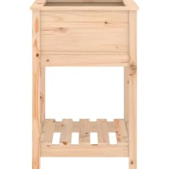 Odlingslåda med hylla i massiv furu - Ergonomisk och praktisk | Storlek: 54x54x81 cm | Färg: Natur