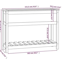 Odlingslåda med hylla i massiv furu - Ergonomisk och stabil | Färg: Grå | Storlek: 111,5x34,5x81 cm