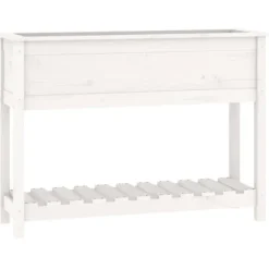 Odlingslåda med hylla vit 111,5x34,5x81 cm massiv furu