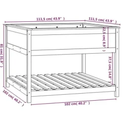 Odlingslåda med hylla vit 111,5x111,5x81 cm massiv furu - Odlingslåda Upphöjd - Odlingslådor Upphöjda - Home & Living
