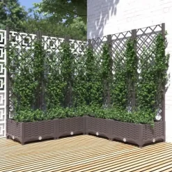 Odlingslåda med spaljé brun 120x120x121,5 cm PP