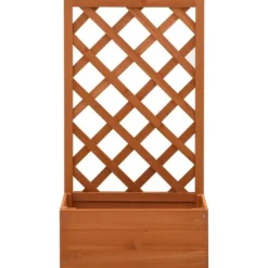 Odlingslåda med spaljé orange 50x25x90 cm massivt granträ