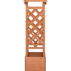 Odlingslåda med spaljébåge i granträ - Perfekt för klätterväxter | Storlek: 49x39x117 cm