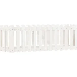 Odlingslåda med staket-design vit 150x50x50 cm massiv furu