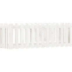 Odlingslåda med staket-design vit 150x50x50 cm massiv furu