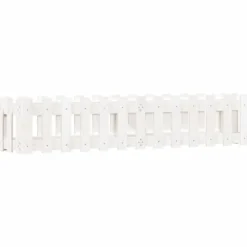 Odlingslåda med staket-design vit 150x30x30 cm massiv furu