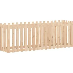 Odlingslåda med staket-design 200x50x70 cm massiv furu