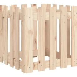 Odlingslåda med staket-design i massiv furu | Storlek: 50x50x50 cm