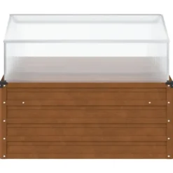 Odlingslåda med växthus av väderbeständigt stål - Planteringslåda | Färg: Stålgrå | Storlek: [ange storlek]