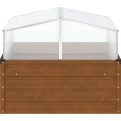 Odlingslåda med växthus av väderbeständigt stål - Planteringslåda | Färg: Stålgrå | Storlek: [ange storlek]