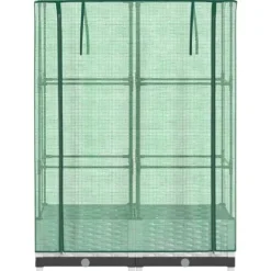 Odlingslåda med växthusöverdrag rottinglook 80x40x123 cm