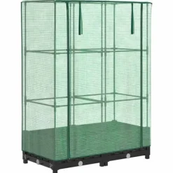 Odlingslåda med växthusöverdrag rottinglook 80x40x123 cm