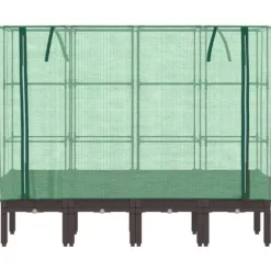 Odlingslåda med växthusöverdrag rottinglook 160x40x140 cm
