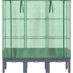 Odlingslåda med växthusöverdrag rottinglook 120x40x140 cm