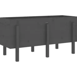 Odlingslåda på ben i massivt furuträ - Höjd: 57 cm | Färg: Grå | Storlek: 121x50 cm