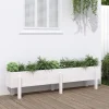 Odlingslåda på ben 160x30x38 cm vit massiv furu