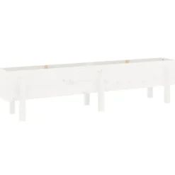 Odlingslåda på ben 160x30x38 cm vit massiv furu