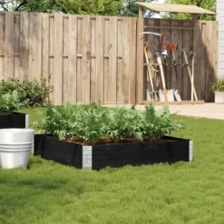 Odlingslåda svart 100x100 cm massiv furu