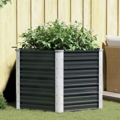 Odlingslåda upphöjd antracit 129x129x77 cm galvaniserat stål