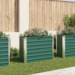 Odlingslåda upphöjd galvaniserat stål 100x40x77 cm grön