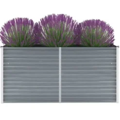 Odlingslåda upphöjd galvaniserat stål 160x40x77 cm grå