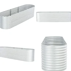 Odlingslåda upphöjd galvaniserat stål 320x80x81 cm silver - Upphöjd Odlingslåda - Upphöjda Odlingslådor - Home & Living