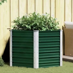 Odlingslåda upphöjd galvaniserat stål 129x129x77 cm grön