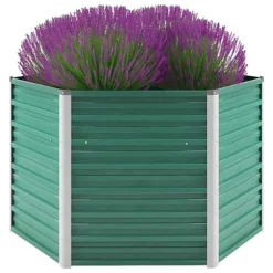 Odlingslåda upphöjd galvaniserat stål 129x129x77 cm grön