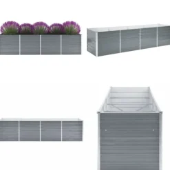 Odlingslåda upphöjd galvaniserat stål 320x80x77 cm grå - Odlingslåda - Odlingslådor - Home & Living