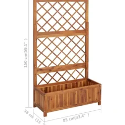 Odlingslåda upphöjd med spaljé 85x38x150 cm massivt akaciaträ - Upphöjd Odlingslåda - Upphöjda Odlingslådor - Home & Living