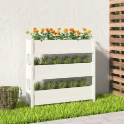 Odlingslåda vit 112x25x104,5 cm massiv furu