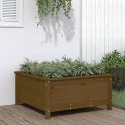 Odlingslåda 82,5x82,5x39 cm honungsbrun massiv furu
