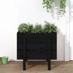 Odlingslåda 62x50x57 cm svart massiv furu