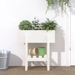 Odlingslåda 62x30x69 cm vit massiv furu