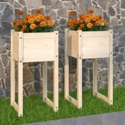 Odlingslådor 2 st i massiv furu | Storlek: 40x40x81 cm