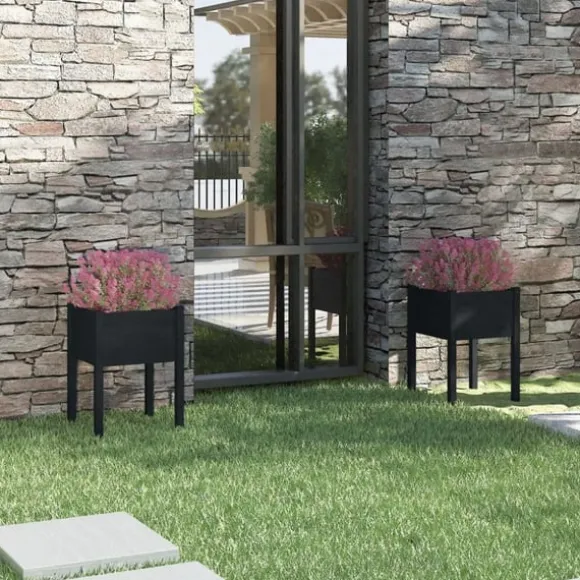 Odlingslådor 2 st svart 50x50x70 cm massiv furu