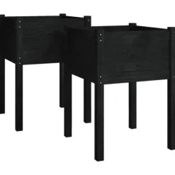 Odlingslådor 2 st svart 50x50x70 cm massiv furu