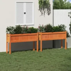 Odlingslådor i massiv furu - 2 st med ben, vaxbrun | Färg: Vaxbrun | Storlek: (specificera storlek om tillgängligt)