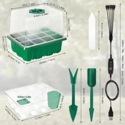 Odlingstation med LED-belysning och justerbart lock – 4-pack