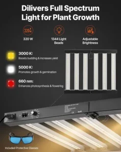 Odlingstält - Inomhus Växttält Kit - 100 x 100 x 200 cm - Fullspektrum LED-växtljus - Ventilationssystem - 600D Högreflekterande Mylar