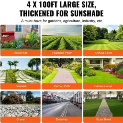 Ogräsbarriär Tyg, 4*100FT Kraftigt Ogrästyg, PP Vävt Ogräskontroll Tyg för Landskapsplanering, Svart.